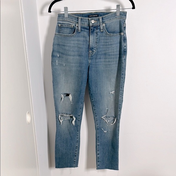 💥 Lucky Brand High Rise Blue Distressed Women's Jeans - Picture 5 of 8